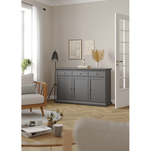 Comodă gri joasă 144x92 cm Paris – Tvilum-image-1