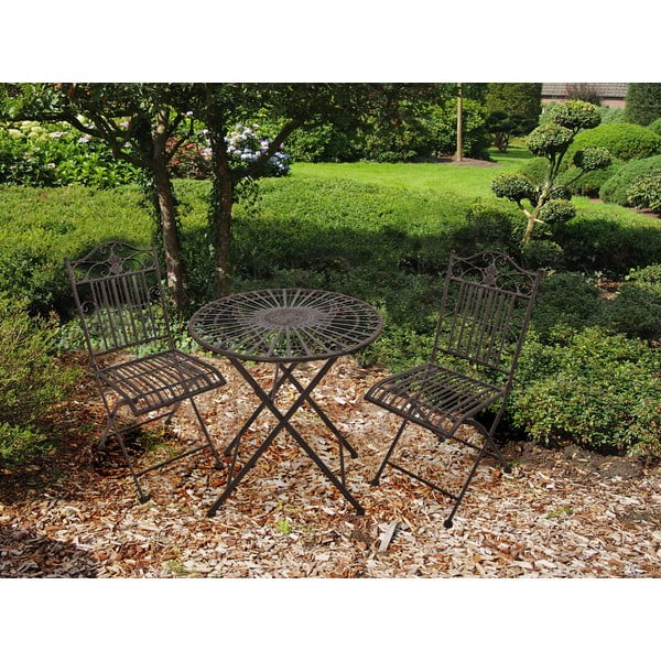 Set de dining pentru grădină maro închis din metal pentru 2 persoane – Garden Pleasure-image-2