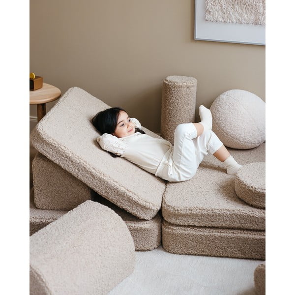 Canapea pentru copii maro deschis cu tapițerie din țesătură bouclé 132 cm Settee – Wigiwama-image-2