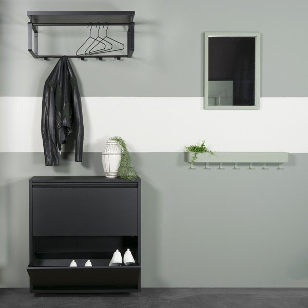 Pantofar negru cu deschidere înclinată din metal 75x77,5x22,5 cm Billy – Spinder Design-image-4