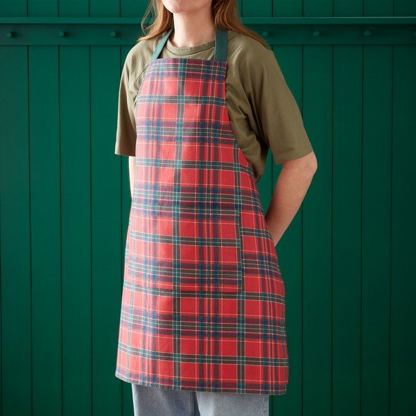 Șorț din bumbac  cu model de Crăciun Christmas Tartan Check – Catherine Lansfield-image-1