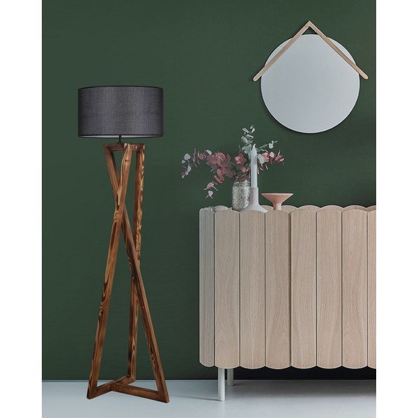 Lampadar negru/maro cu abajur textil (înălțime 149 cm) Maçka – Opviq lights-image-1