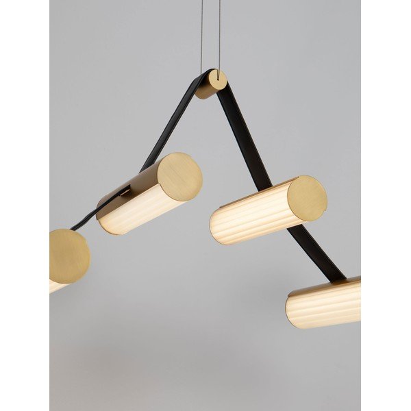 Lustră alămie LED cu intensitate reglabilă din aluminiu cu abajur din sticlă Luma – Nova Luce-image-2
