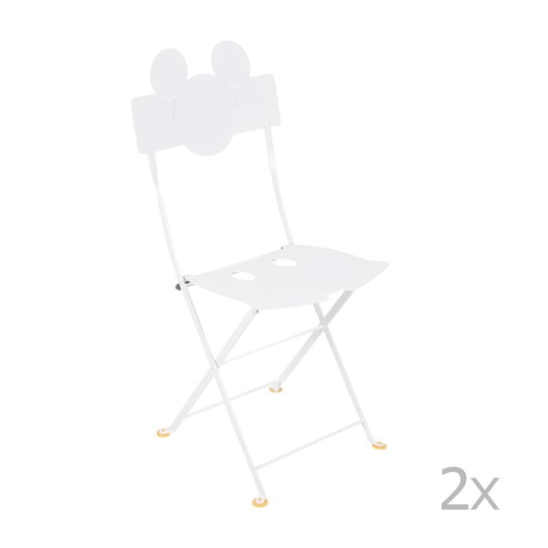 Set 2 scaune pliabile de grădină Fermob Bistro Mickey, alb