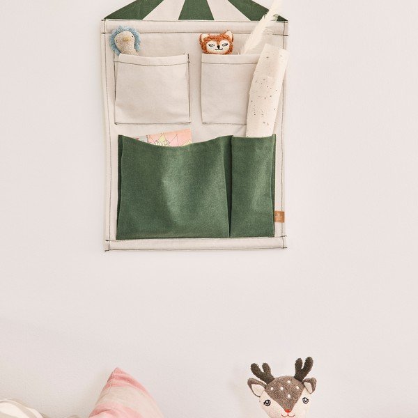 Organizator suspendat verde/crem din material textil 40x1x60 cm Circus – OYOY Mini-image-1