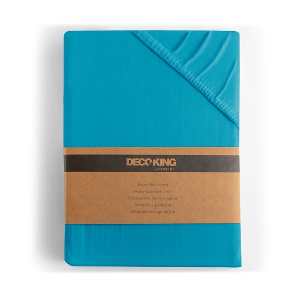 Cearceaf albastru din jerseu cu elastic 120x200 cm Amber – Restilo-image-4