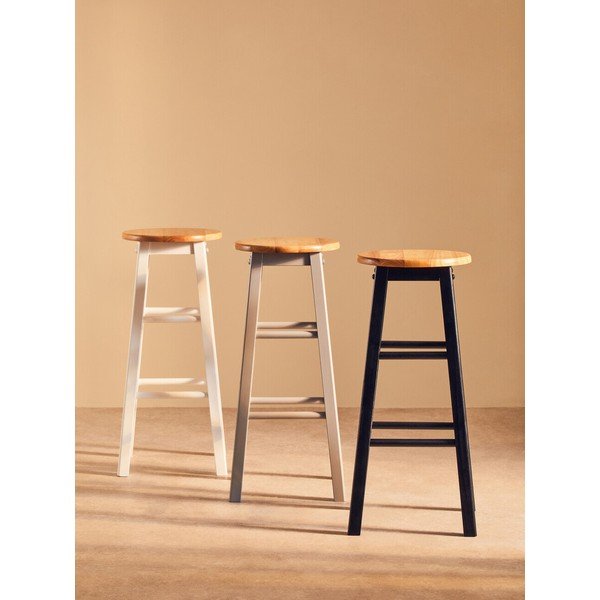 Scaun de bar alb/în culoare naturală din lemn de arbore de cauciuc (înălțime șezut 74 cm) Chester – Premier Housewares-image-4