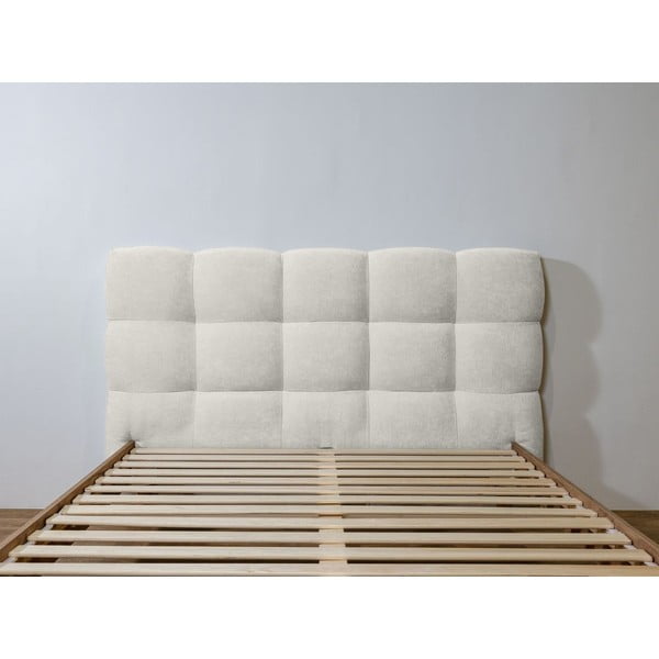 Pat matrimonial gri deschis tapițat cu somieră 160x200 cm Kumo – Bobochic Paris-image-3