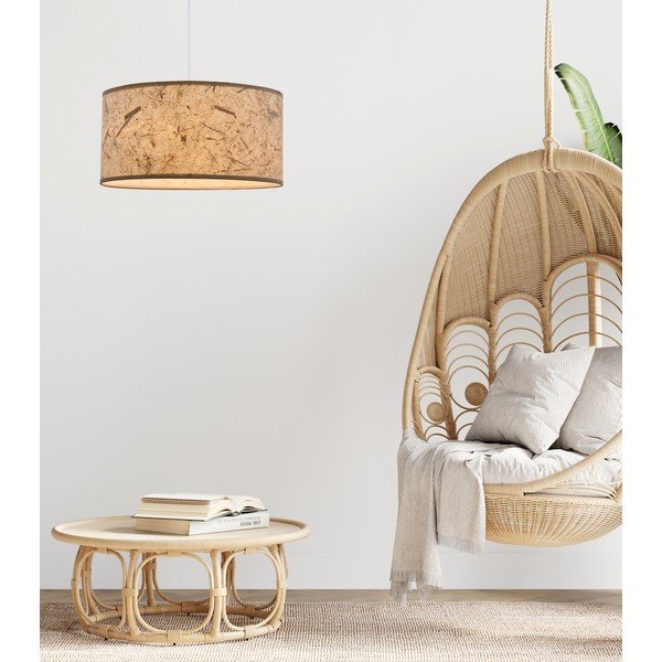Lustră bej cu abajur textil ø 30 cm Papirus – Candellux Lighting-image-1