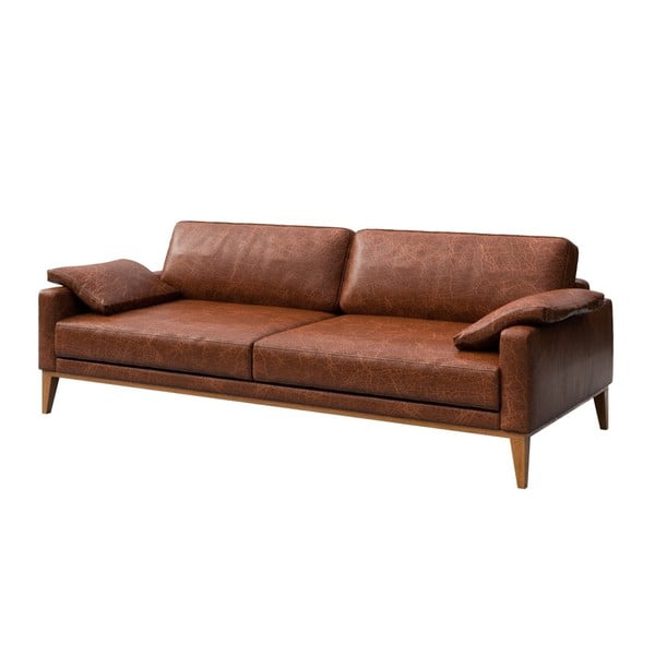 Canapea din piele MESONICA Musso, maro coniac, 211 cm-image-2