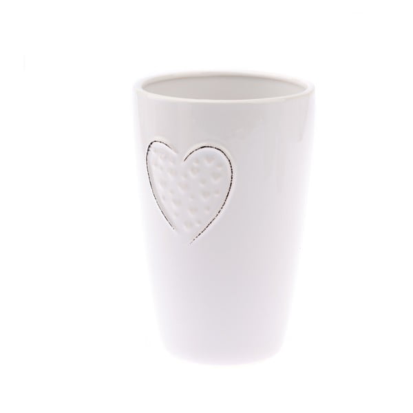 Vază din ceramică Dakls Hearts Dots, înălțime 18,3 cm, alb