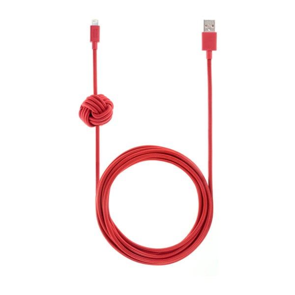 Cablu încărcare cu sincronizare lightning pentru iPhone Native Union Night Cable L, lungime 3 m, roșu