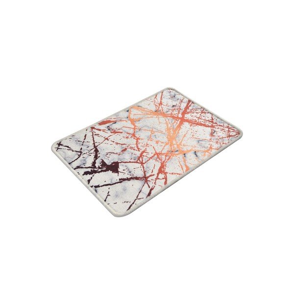 Covoraș de baie Chilai Marble, 60 x 40 cm, alb - portocaliu, motive marmură
