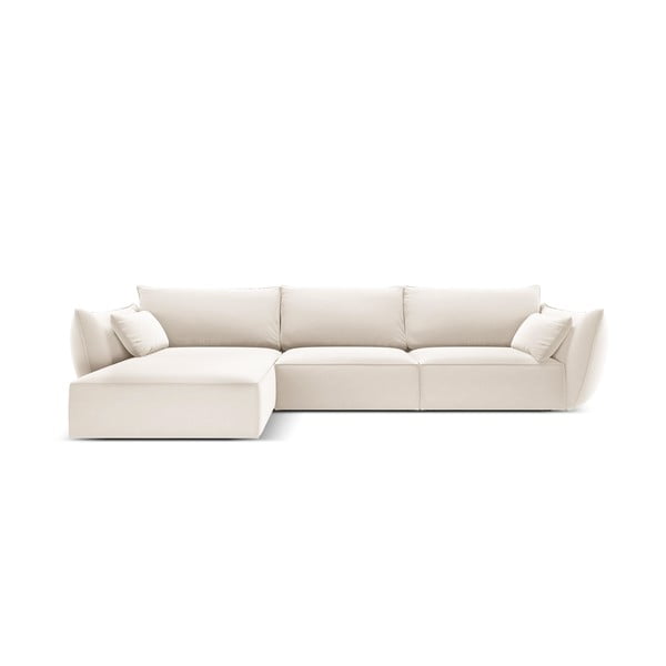 Colțar bej cu tapițerie din catifea (cu colț pe partea stângă, cu șezlong) Vanda – Mazzini Sofas