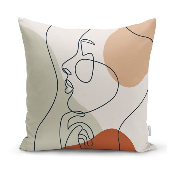 Față de pernă Minimalist Cushion Covers Pastel Drawing Face, 45 x 45 cm