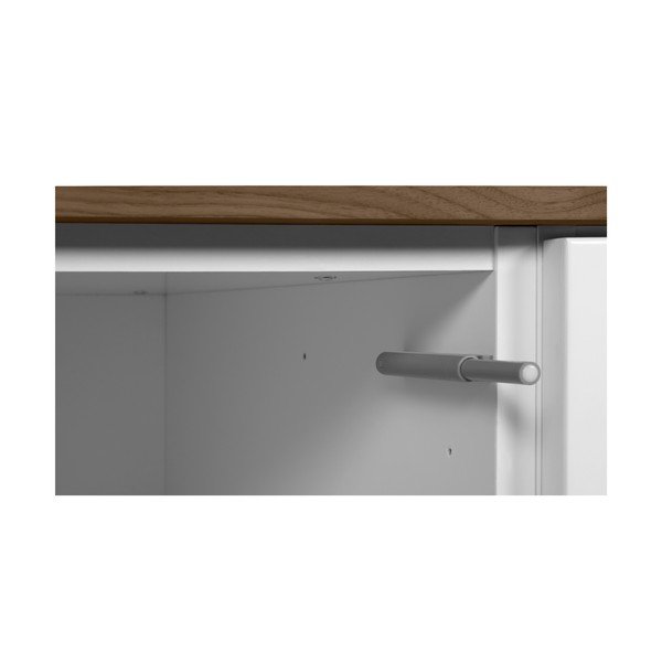 Comodă TV albă și cu blat cu aspect de lemn de nuc cu ușă și 6 sertare Join TemaHome-image-4