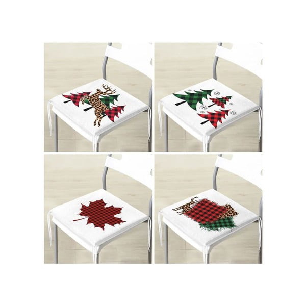 Perne de scaun 4 buc. 40x40 cm  cu model de Crăciun Tartan – Mila Home-image-4