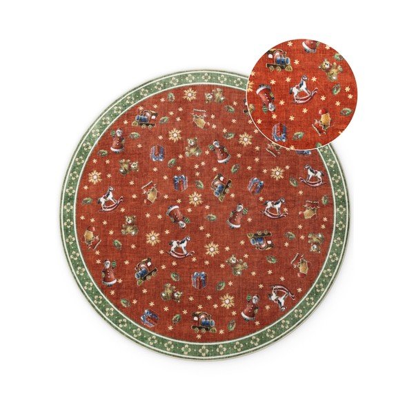 Covor roșu/verde rotund ø 200 cm  cu model de Crăciun Toy's Delight Nostalgic Noel Red Green – Villeroy&Boch