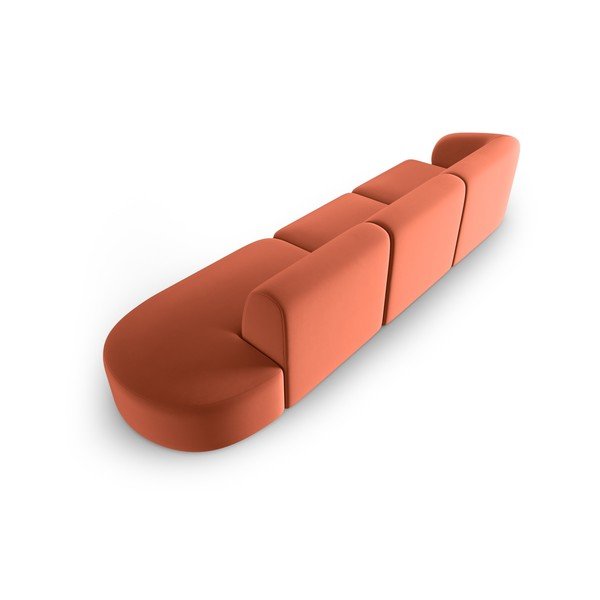 Canapea roz cu tapițerie din catifea cu colț pe partea stângă 311 cm Paolo – Milo Casa-image-3