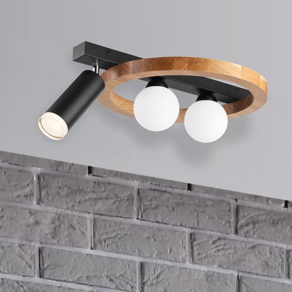 Plafonieră neagră/în culoare naturală 40x50 cm Otis – LAMKUR-image-2