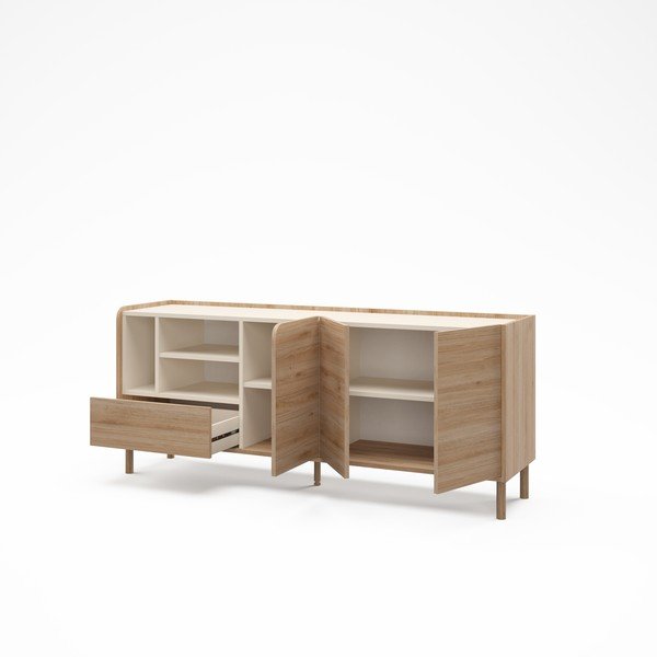 Comodă în culoare naturală cu aspect de lemn de stejar 180x75,5x44 cm Monza – Marckeric-image-2