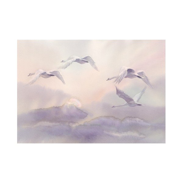 Tapet în format mare Artgeist Flying Swans, 200 x 140 cm