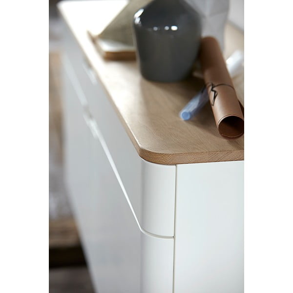 Comodă joasă din lemn de stejar alb Unique Furniture Amalfi-image-2