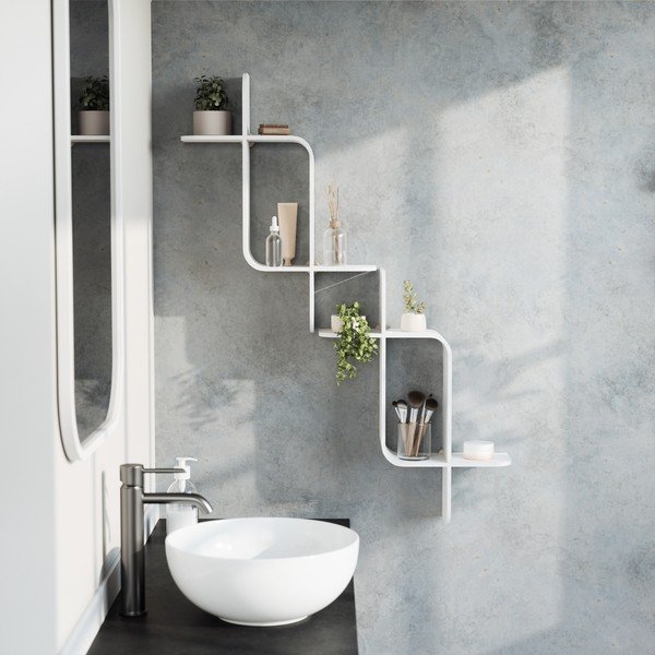 Raft alb etajat din lemn   de arbore de cauciuc 62 cm Montage – Umbra-image-2