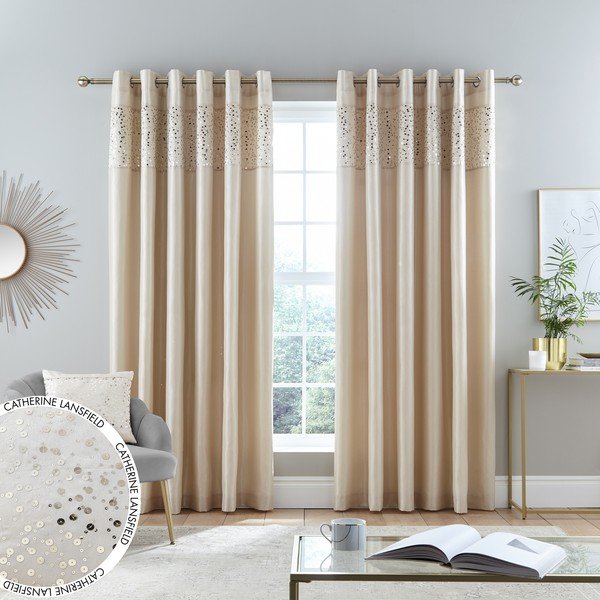 Draperii bej 2 buc. 168x229 cm Glitzy Sequin – Catherine Lansfield-image-4