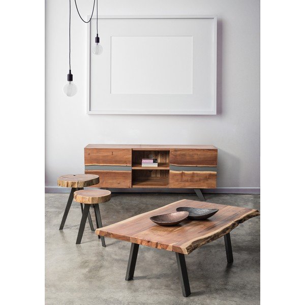 Măsuță de cafea neagră/în culoare naturală cu blat din lemn de acacia 65x115 cm Aron – Bizzotto-image-1