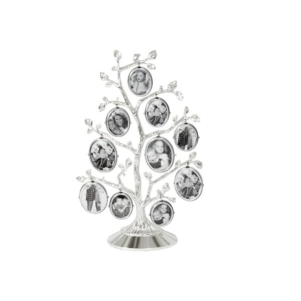 Ramă foto argintie de sine stătătoare din metal 27x18 cm Family Tree – Zilverstad
