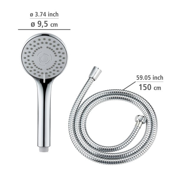 Cap de duș cu furtun  argintiu lucios Basic Line – Wenko-image-4