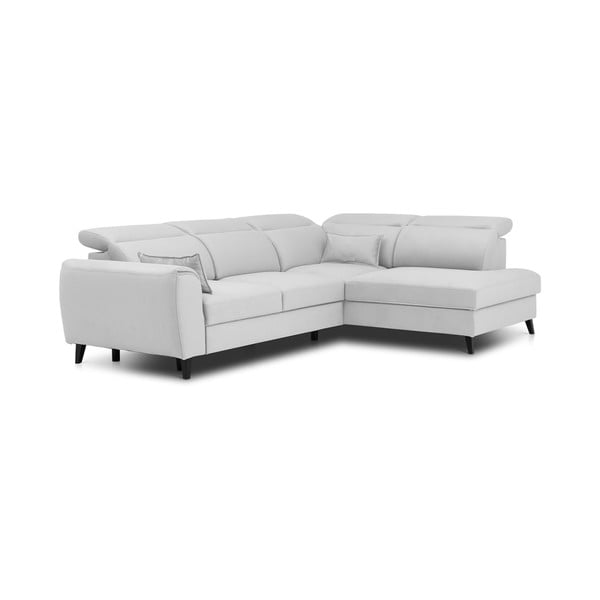 Colțar alb extensibil/cu spațiu de depozitare cu tapițerie din catifea (cu colț pe partea dreaptă/în formă de ”L”) Noble – ELTAP-image-2