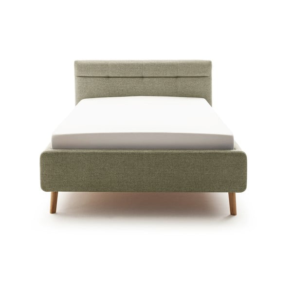 Pat matrimonial verde tapițat cu spațiu de depozitare cu somieră 140x200 cm Lotte – Meise Möbel-image-2