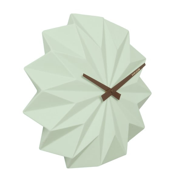 Ceas de perete Present Time Origami, verde mentol-image-1