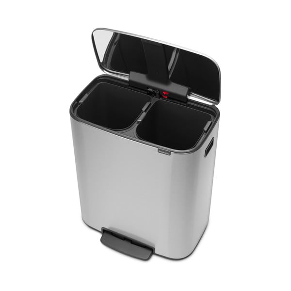 Coș de gunoi argintiu mat de reciclat/cu pedală din oțel 60 l Bo – Brabantia