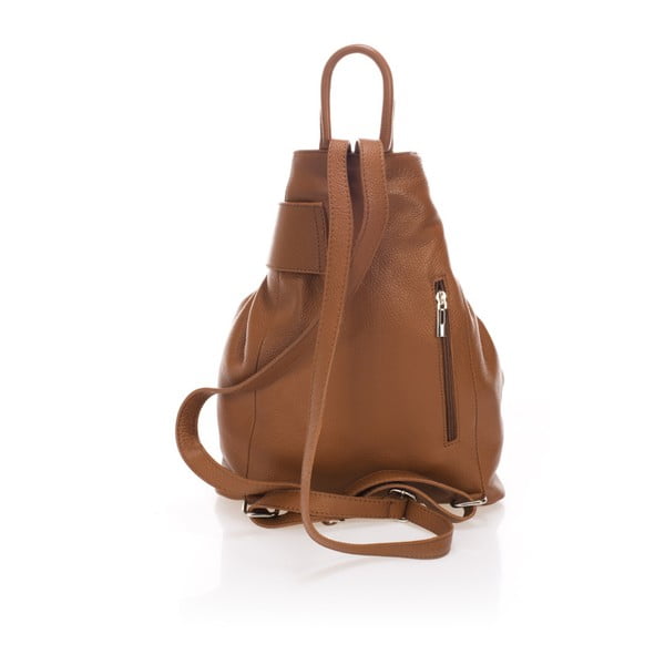Rucsac din piele Lisa Minardi Narni, maro coniac-image-1