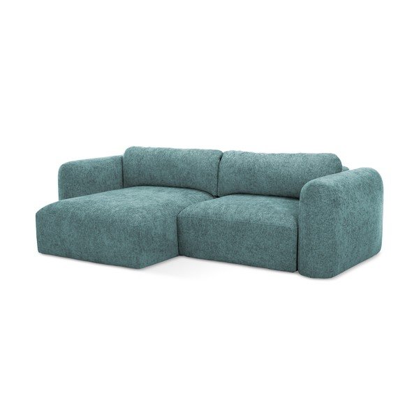 Colțar albastru extensibil/cu spațiu de depozitare cu tapițerie din chenille (cu colț pe partea stângă/cu șezlong) Mele – Makamii-image-1