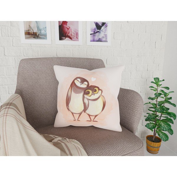 Față de pernă cu amestec din bumbac Vitaus Owls, 43 x 43 cm-image-1