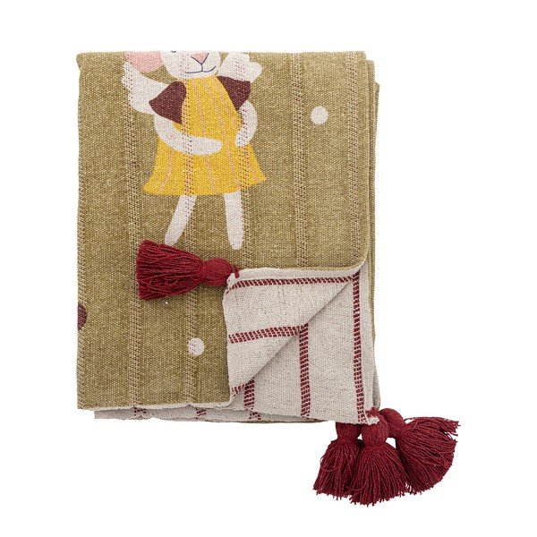 Pătură din bumbac reciclat 130x160 cm  cu model de Crăciun Peo – Bloomingville-image-1