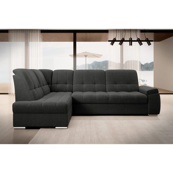 Colțar gri închis extensibil/cu spațiu de depozitare (cu colț pe partea stângă/în formă de ”L”) Sado – ELTAP-image-3