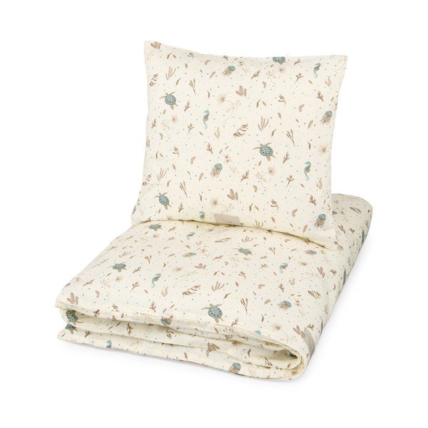 Lenjerie de pat pentru copii, galben-deschis din bumbac organic pentru pătuț 70x100 cm Sea Garden – Cam Cam Copenhagen