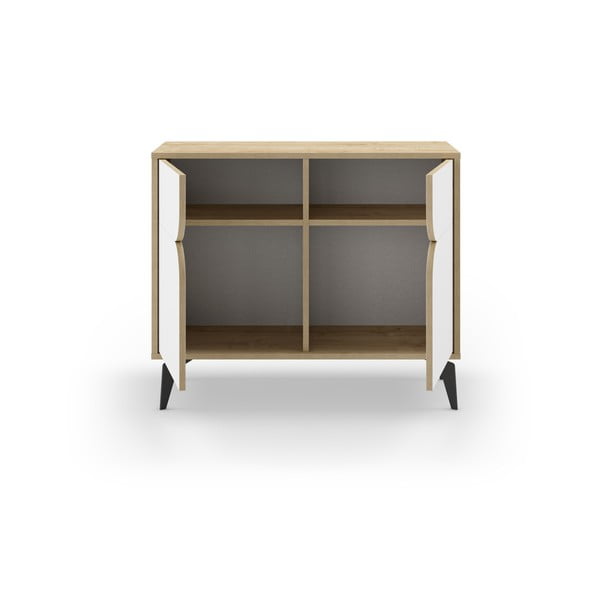 Dulap alb/în culoare naturală cu aspect de lemn de stejar 95x79 cm Nola – Marckeric-image-3