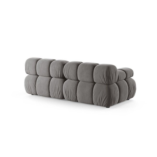 Canapea modulară gri deschis cu tapițerie din catifea 188 cm – Micadoni -image-2