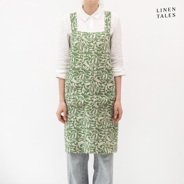 Șorț din in Evergreen Damask – Linen Tales