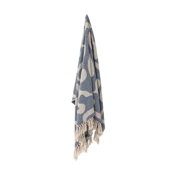 Pătură albastră/bej din bumbac reciclat 130x160 cm Salobre – Bloomingville