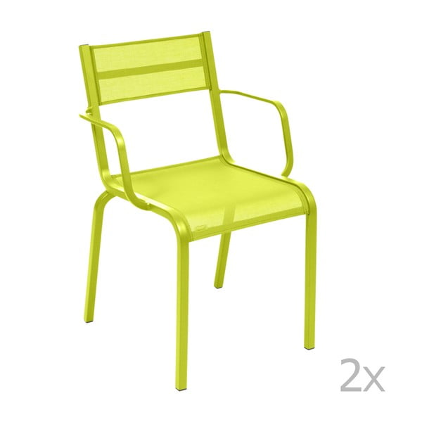 Set 2 scaune de grădină Fermob Oléron Arms, verde deschis