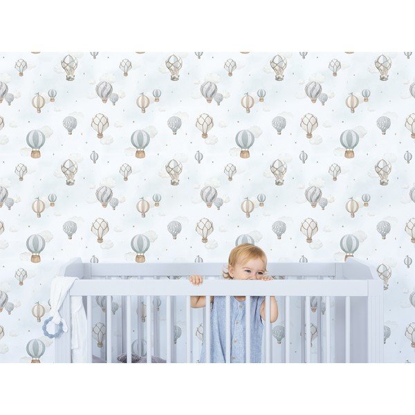 Tapet pentru copii din material nețesut 10 m x 50 cm Hot-Air Balloons – Lilipinso-image-1