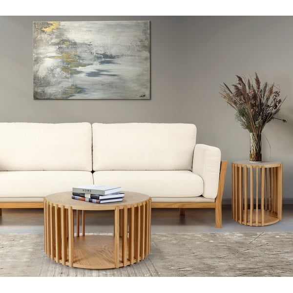 Măsuță auxiliară din lemn de stejar Woodman Drum, ø 83 cm-image-1
