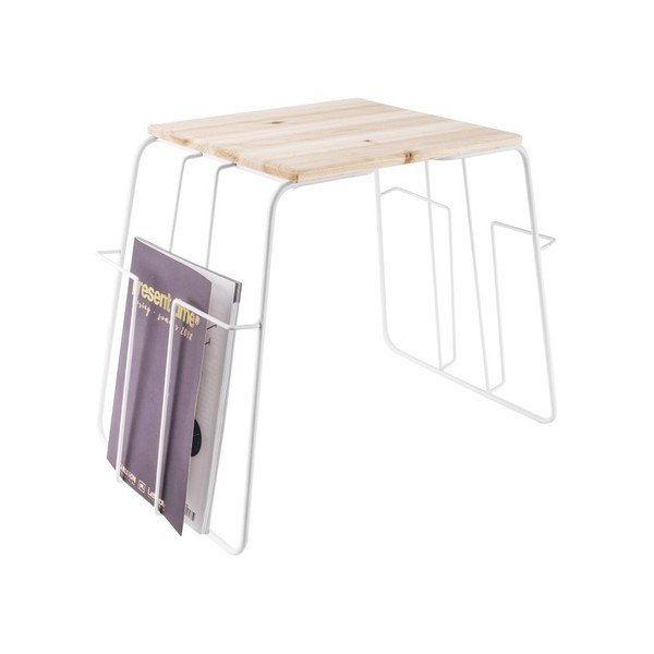 Măsuţă auxiliară cu suport pentru reviste Leitmotiv Wired, alb-image-3